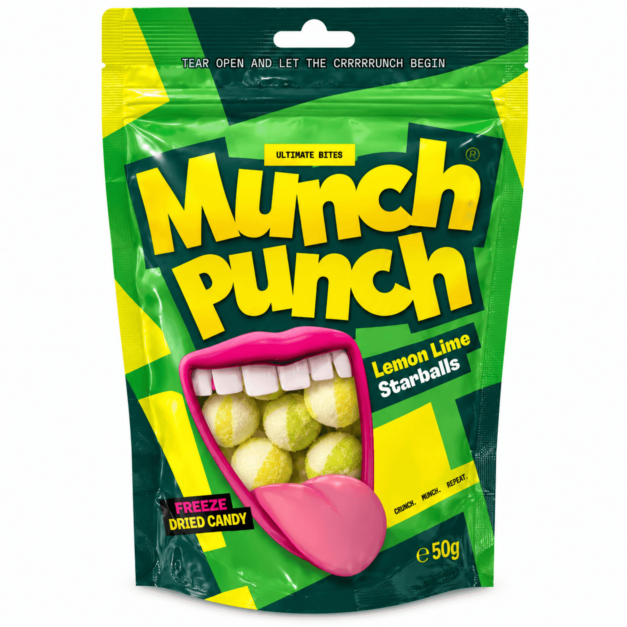 munch punch freeze dried candy lemon lime starballs 50gr
